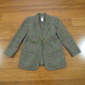 Womens 1980s Vintage Colorful Tweed Blazer Size 8P 40 Bust Small